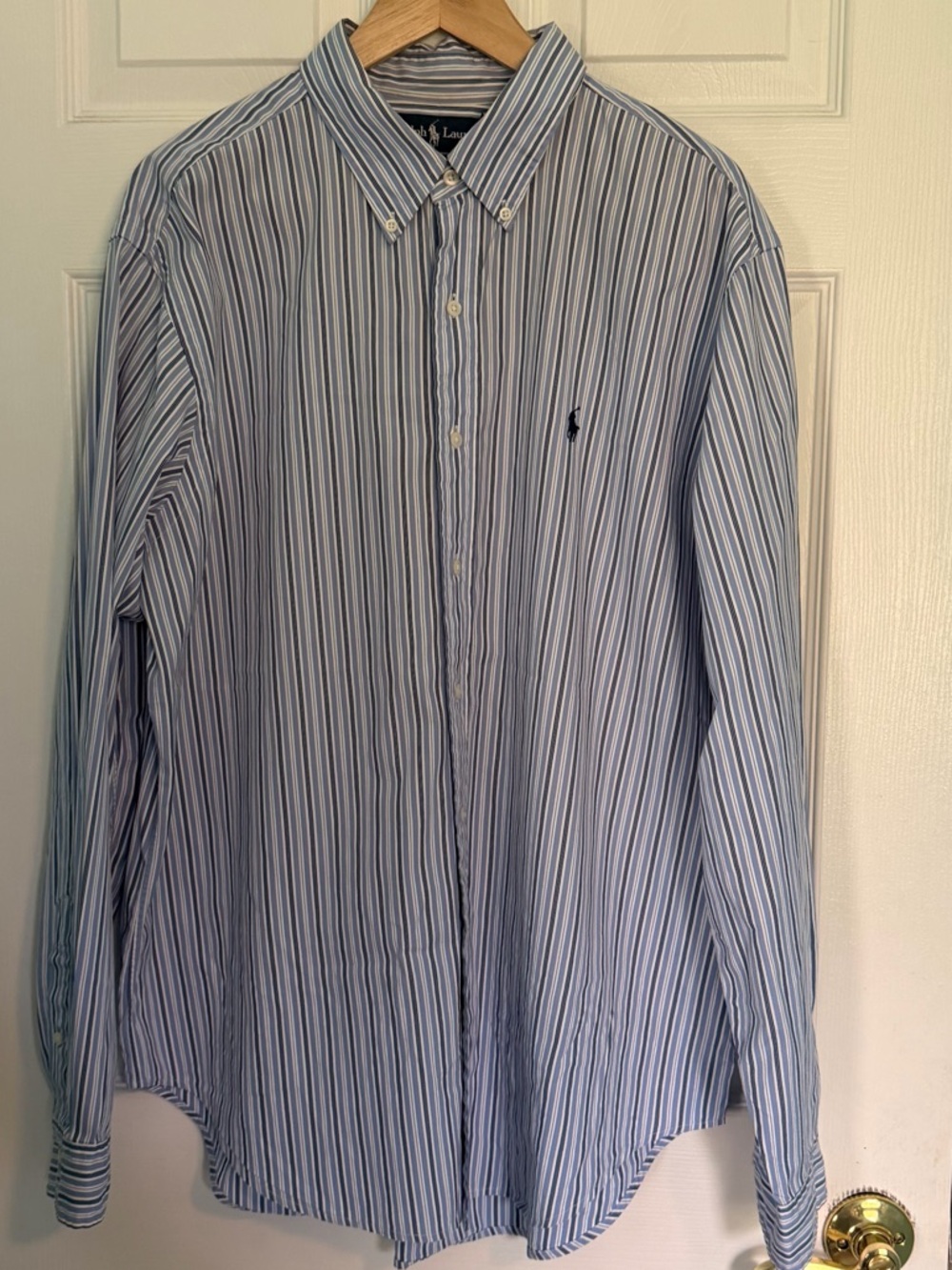 Ralph Lauren Blue Stripe Button-Down Dress Shirt XL